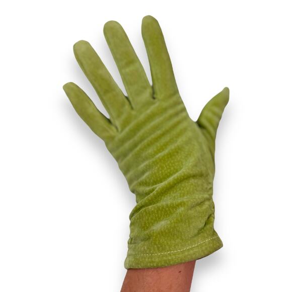 Vintage Accessories - Vintage lime green the Grinch suede leather gloves by COLDWATER CREEK